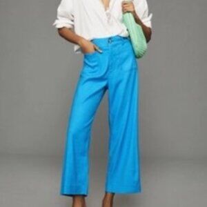 Anthropologie The Colette Linen Blend Crop Wide-Leg Pants by Maeve